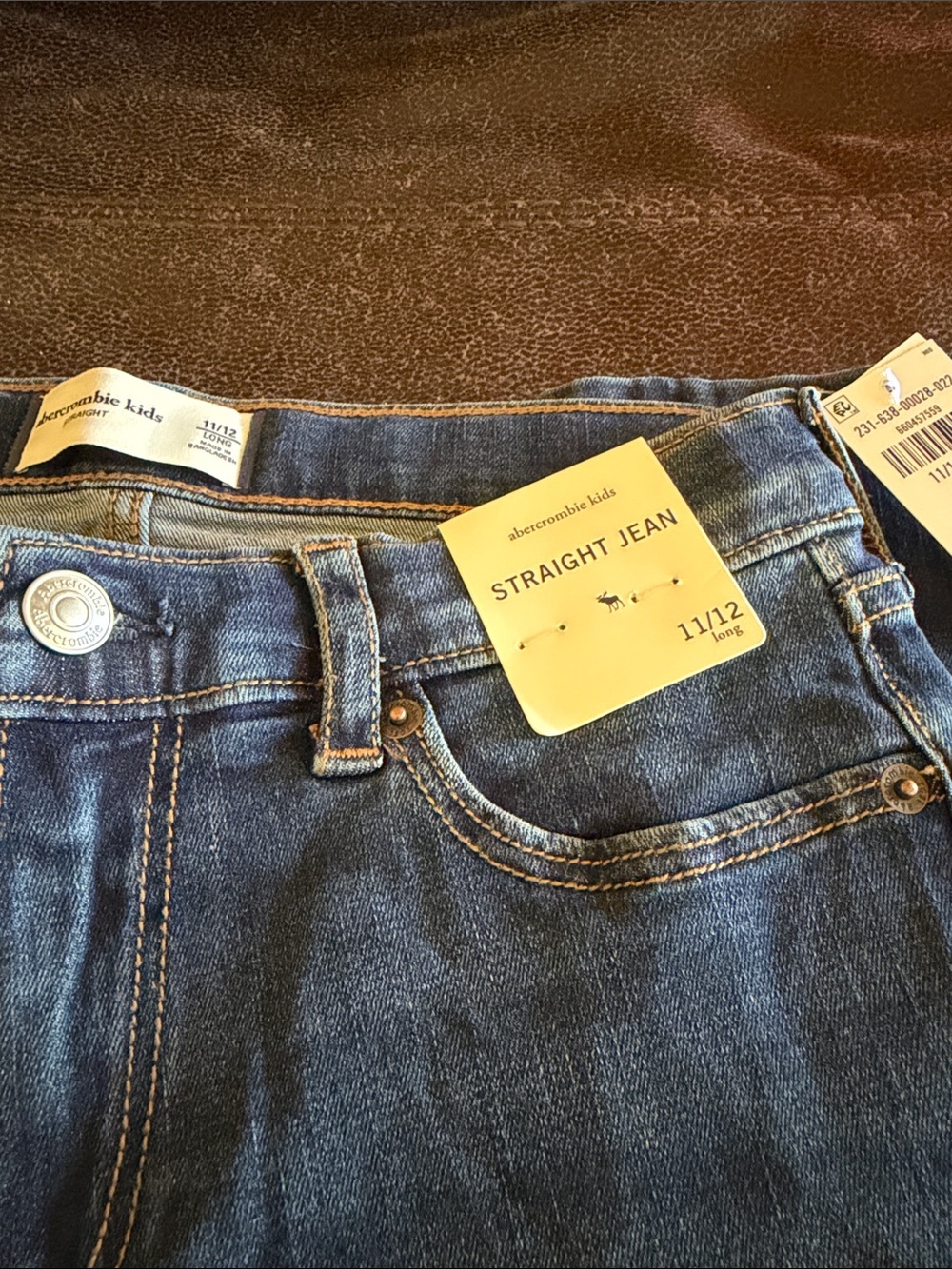 abercrombie kids Straight Jean in Dark Blue Denim